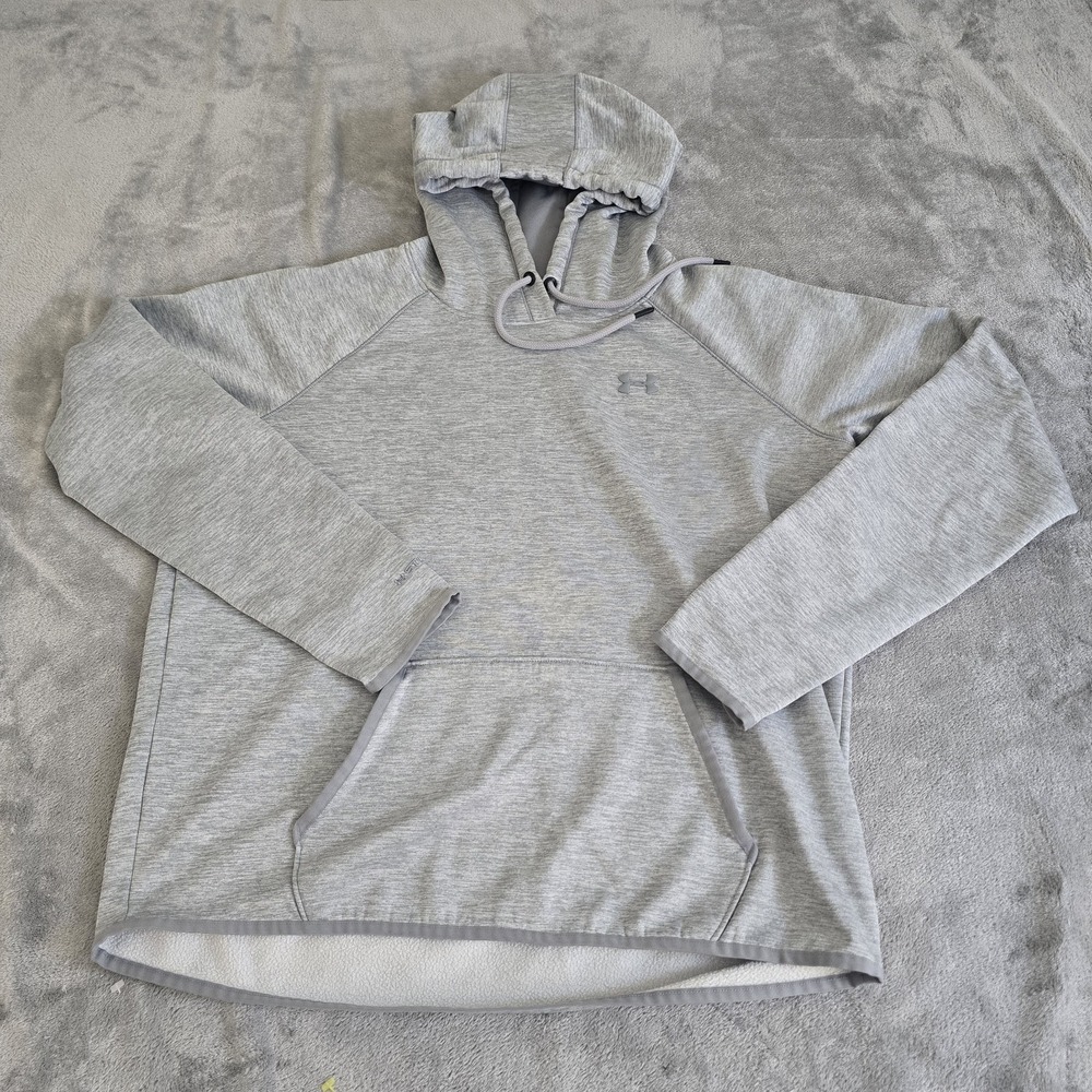 Under Armour Storm‎ Sweatshirt Womens Large Gray Hooded Thumb Holes Sportswear